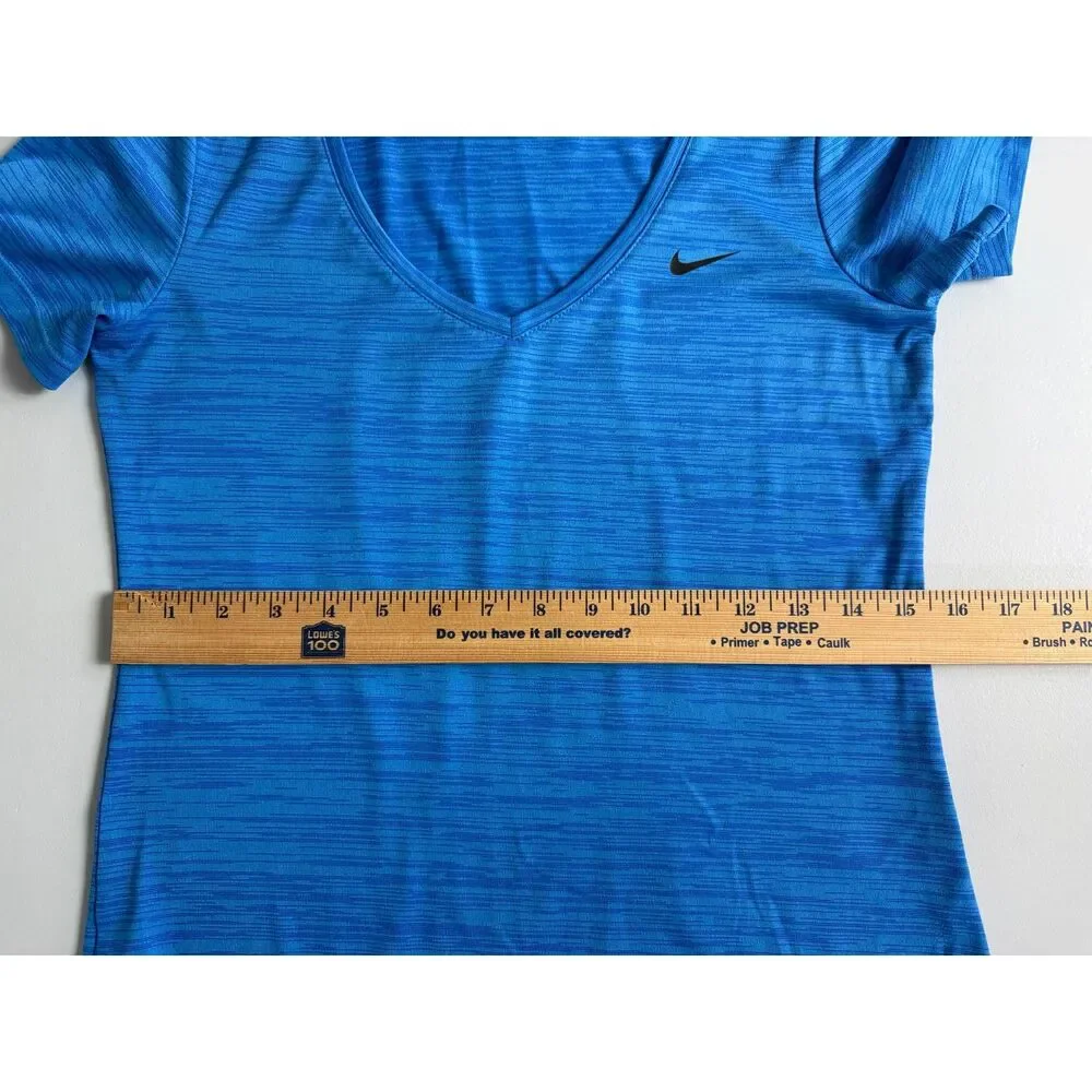 Nike Dri-Fit Women's Short Sleeve V-Neck Top T-Shirt Activewear Blue Size XS